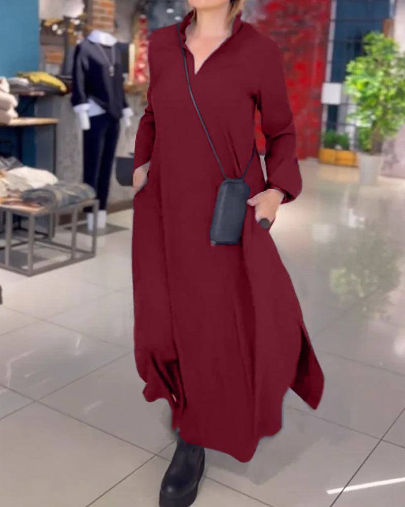 Karen | Elegant Skjortekjole med Knapper