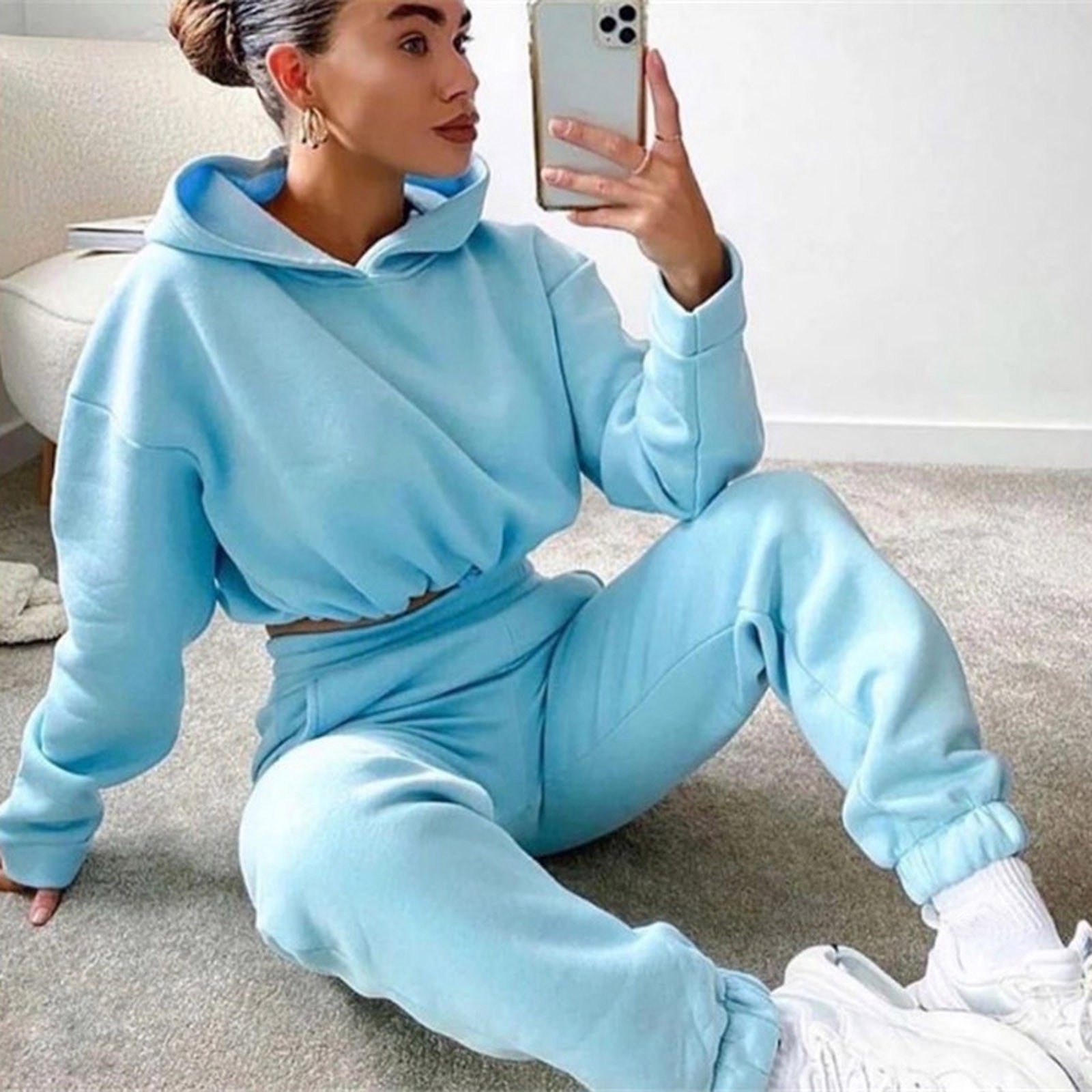 Nanna | Dame Joggingdragt Sæt med Cropped Hoodie