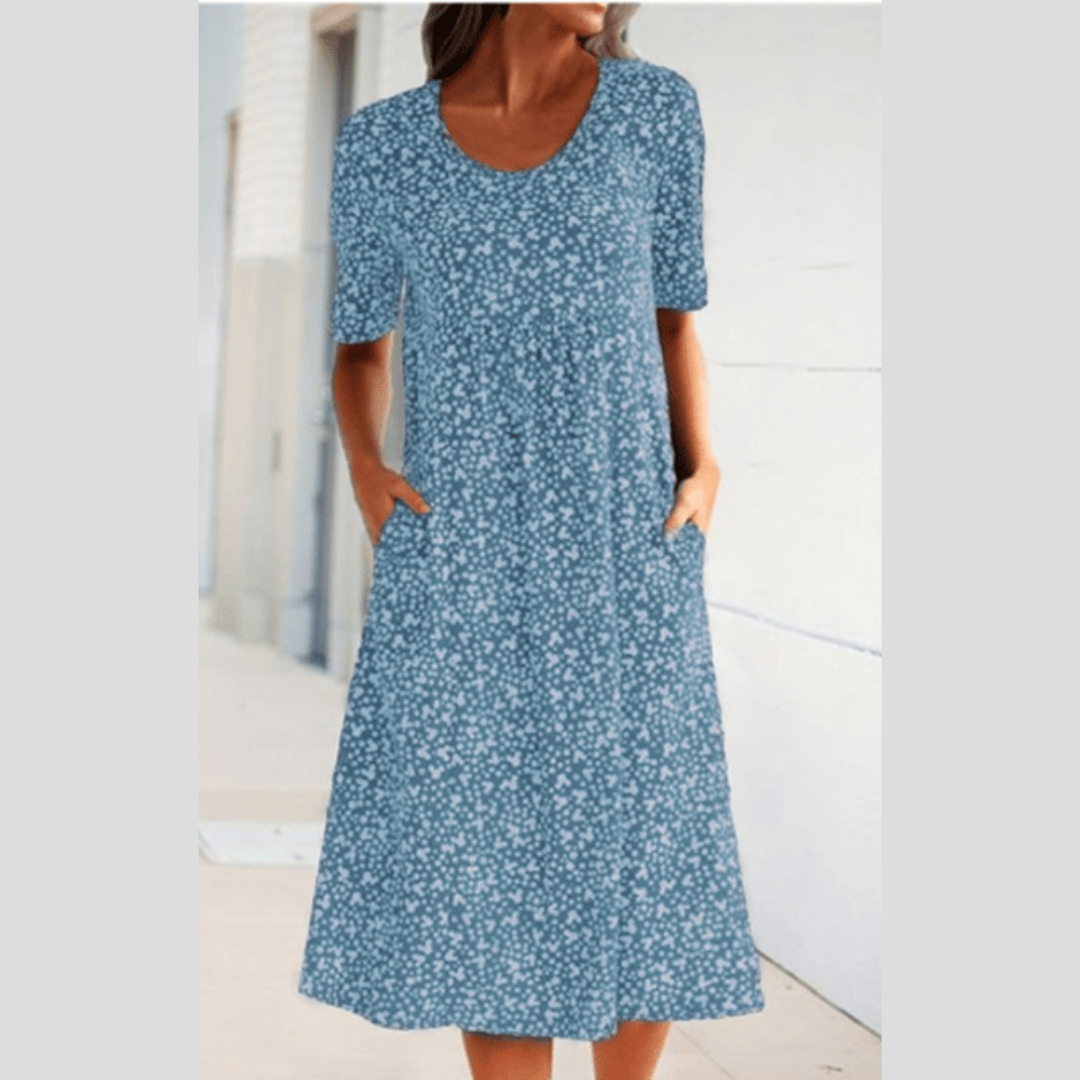 Amara | Elegant Midi Kjole med Blomsterprint