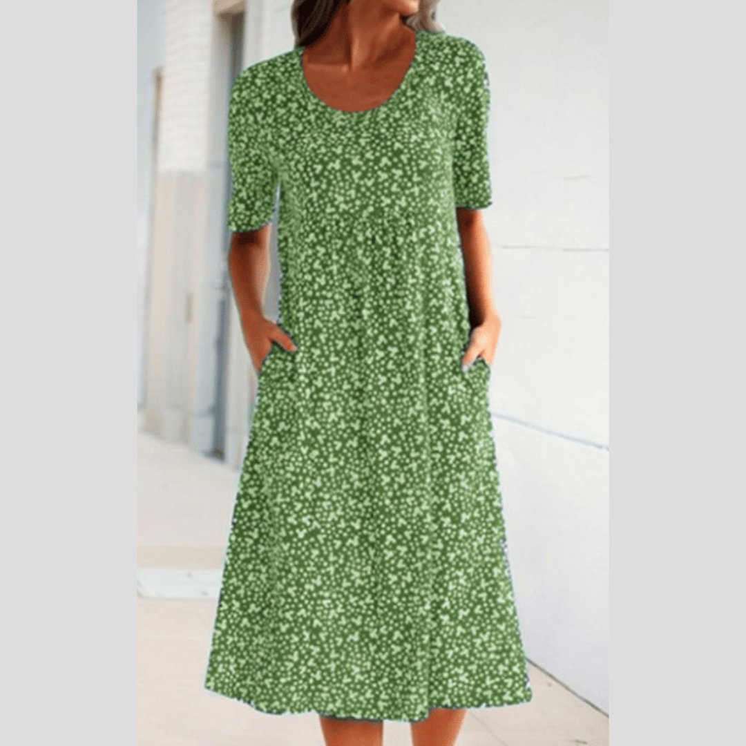 Amara | Elegant Midi Kjole med Blomsterprint