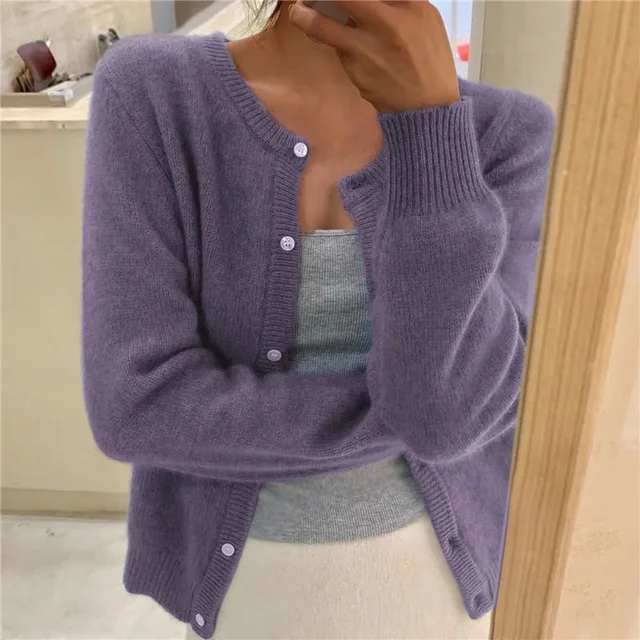 Anne | Strikket Cardigan til Kvinder i Ensfarvet Design