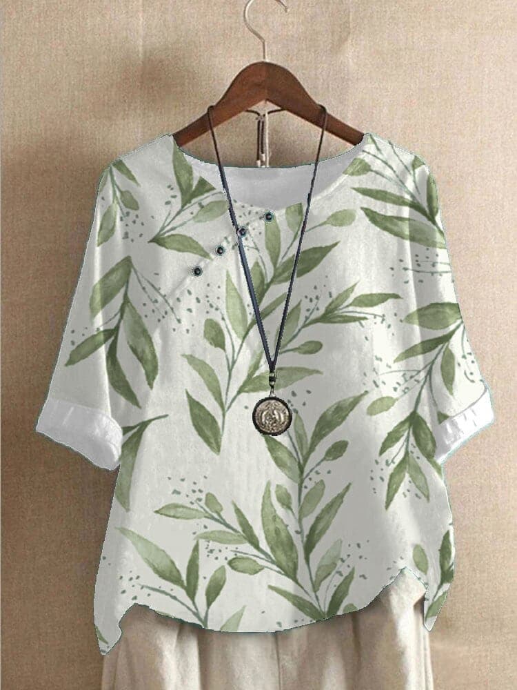 Bluse med blomsterprint og afslappet pasform