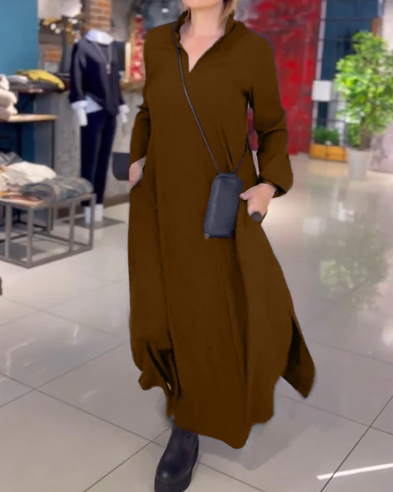 Karen | Elegant Skjortekjole med Knapper