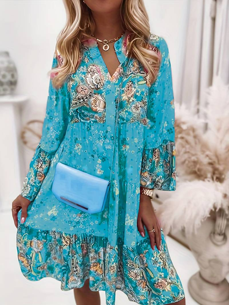 Gabriella | Elegant Boho Kjole med Blomsterprint