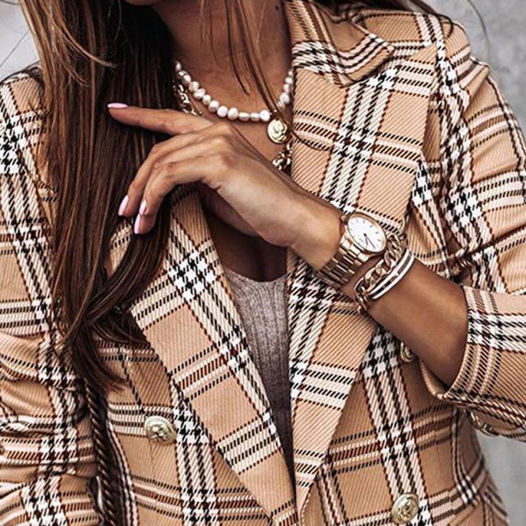 Ida – Ruitet dobbeltknappet blazer til elegant smart-casual