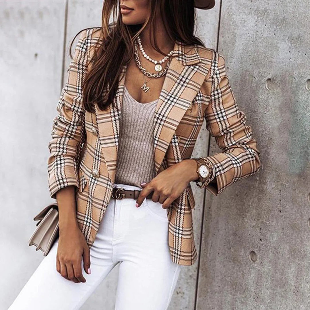 Ida – Ruitet dobbeltknappet blazer til elegant smart-casual