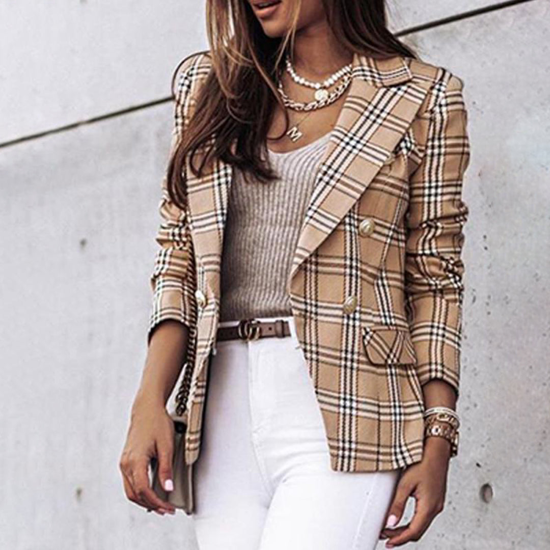 Ida – Ruitet dobbeltknappet blazer til elegant smart-casual