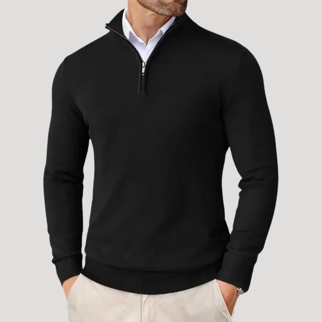Christian | Strik sweater med halv lynlås til mænd