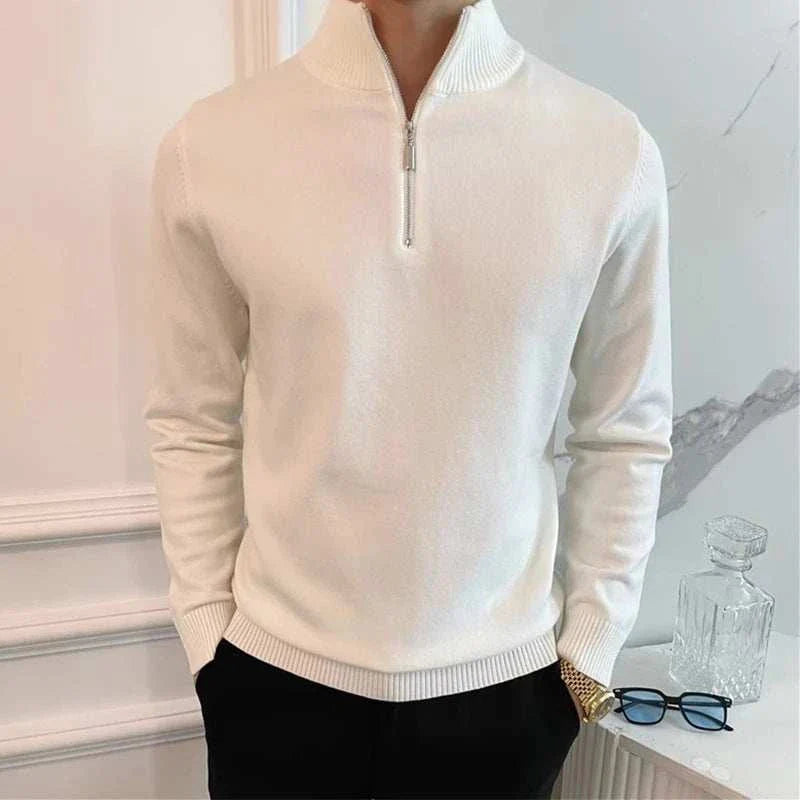 Frederik | Strik sweater med lynlås til mænd
