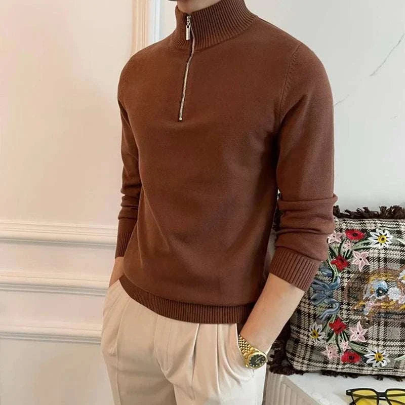 Frederik | Strik sweater med lynlås til mænd