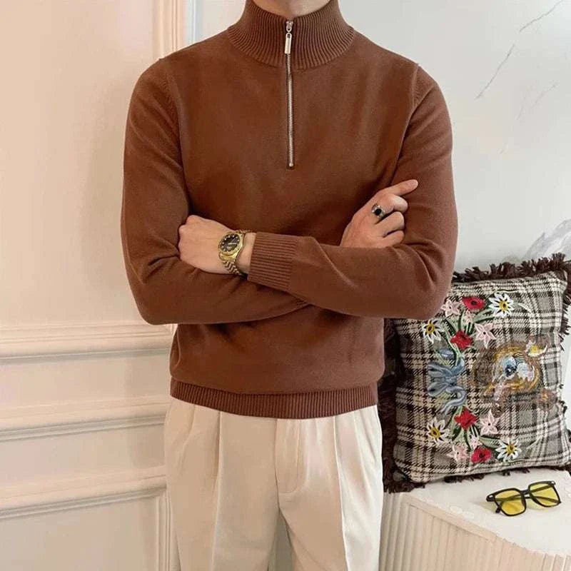 Frederik | Strik sweater med lynlås til mænd