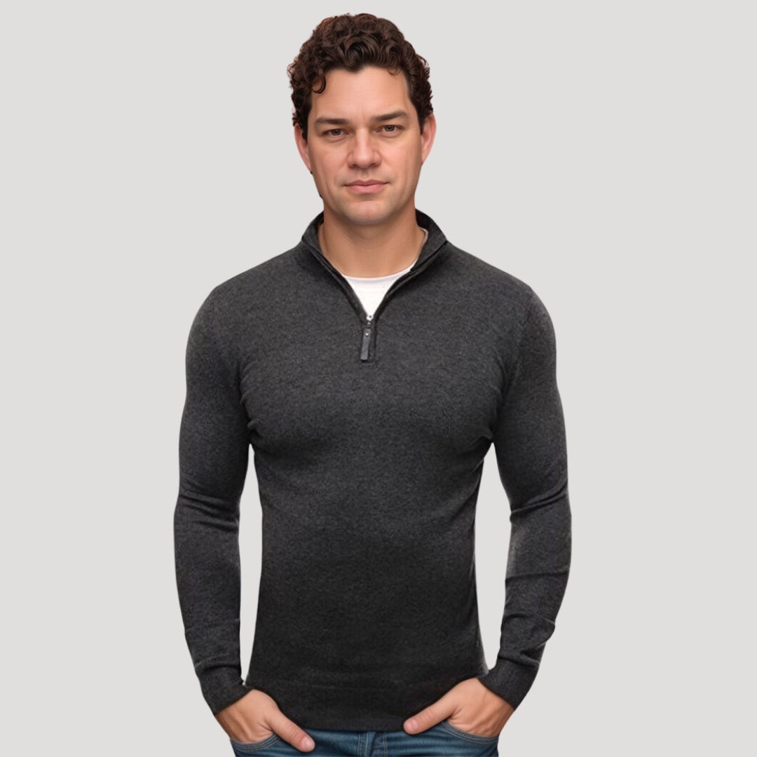 Jesper | Letvægts sweater med halv lynlås til mænd