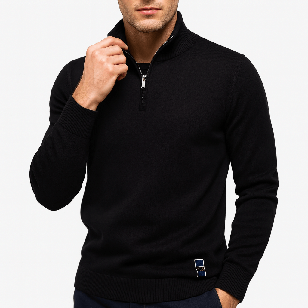 Magnus | Strik sweater med kvart lynlås til mænd