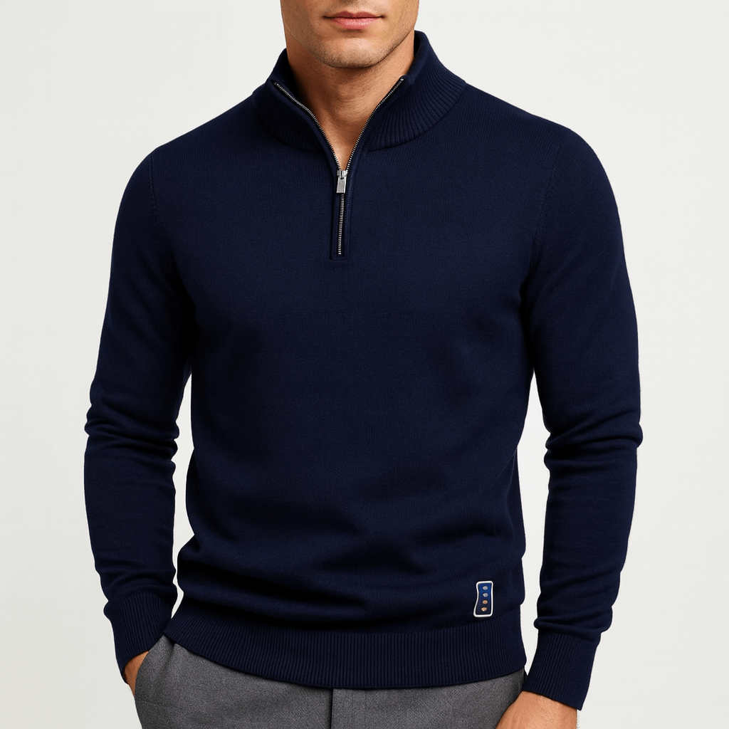 Magnus | Strik sweater med kvart lynlås til mænd