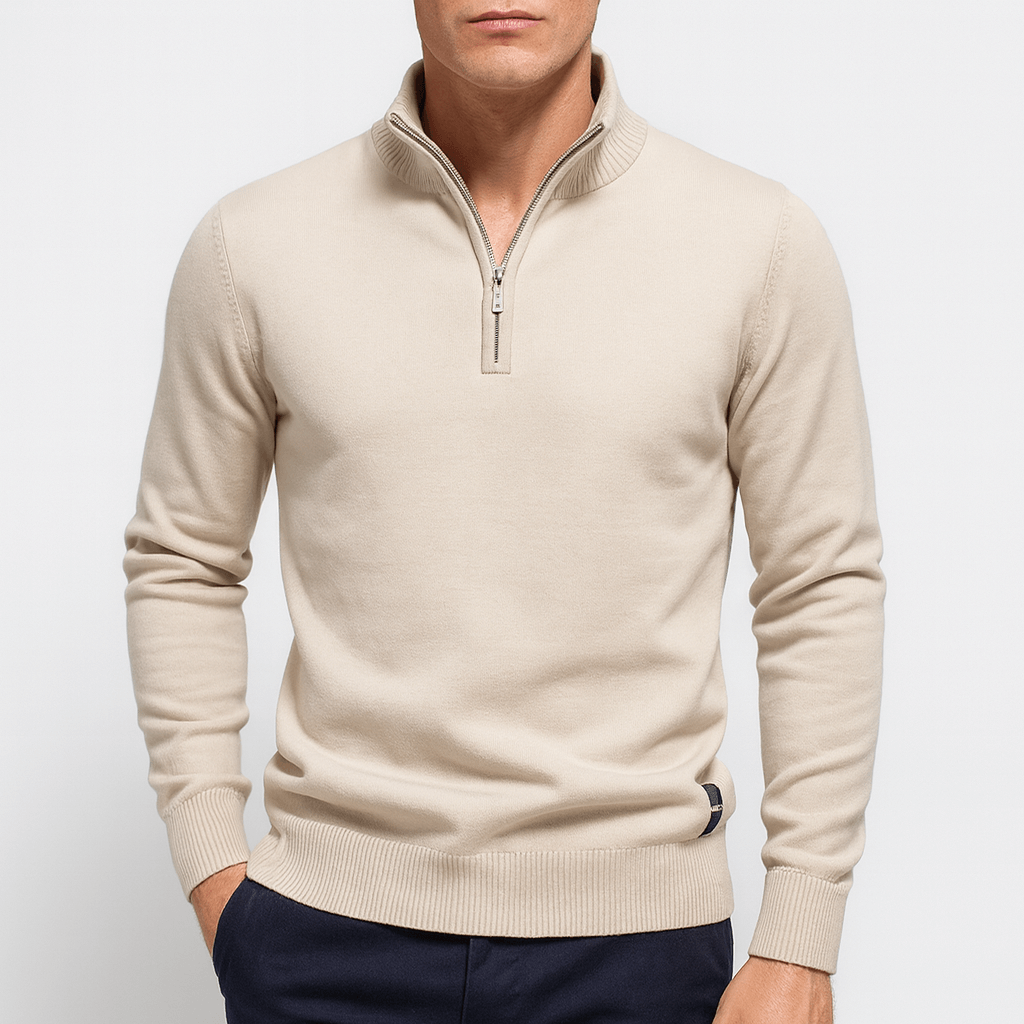 Magnus | Strik sweater med kvart lynlås til mænd