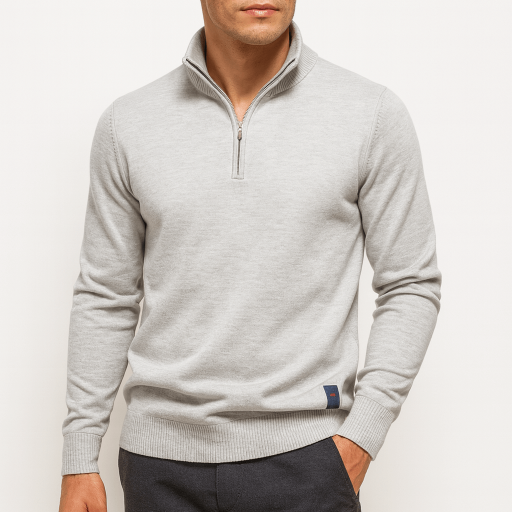 Magnus | Strik sweater med kvart lynlås til mænd