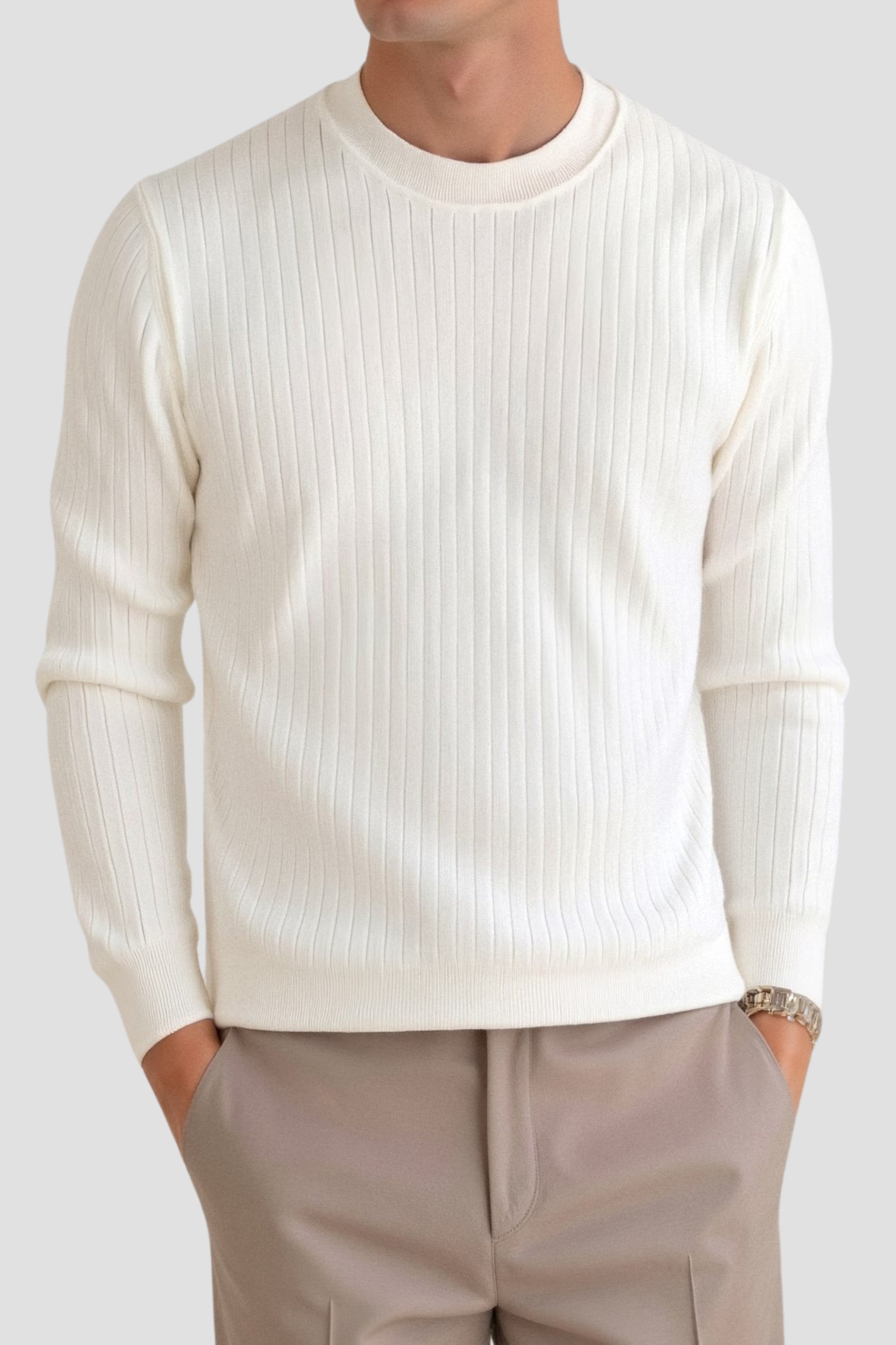 Martin | Ribstrikket sweater med lange ærmer til mænd