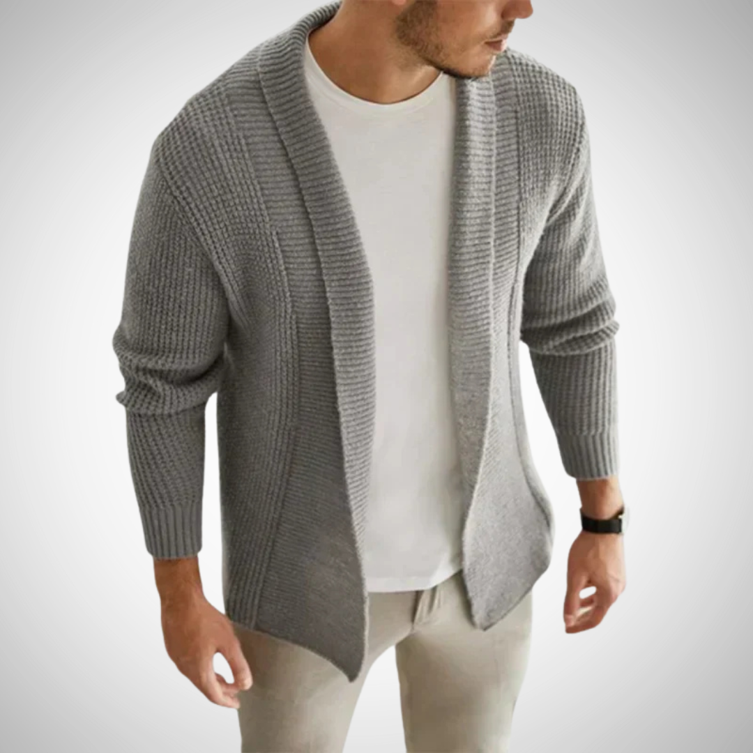 Andreas | Cardigan med lynlås i strikdesign til mænd