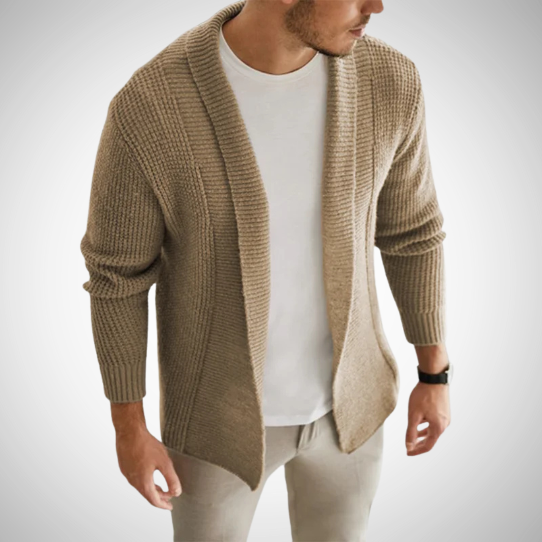 Andreas | Cardigan med lynlås i strikdesign til mænd