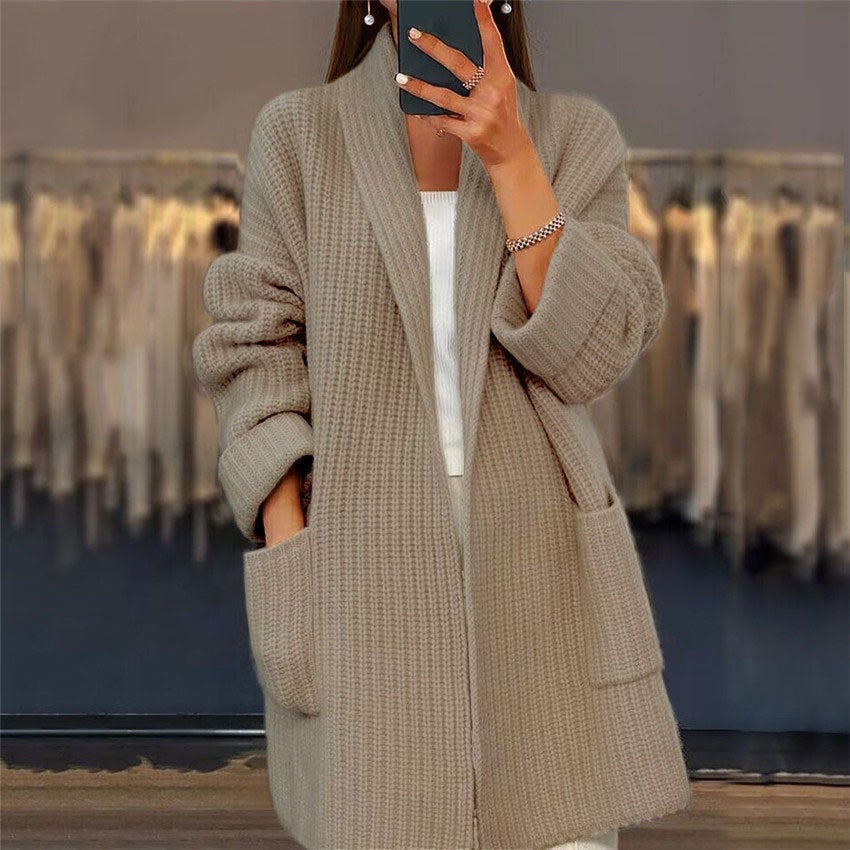 Helene | Elegant Lang Cardigan med Lommer