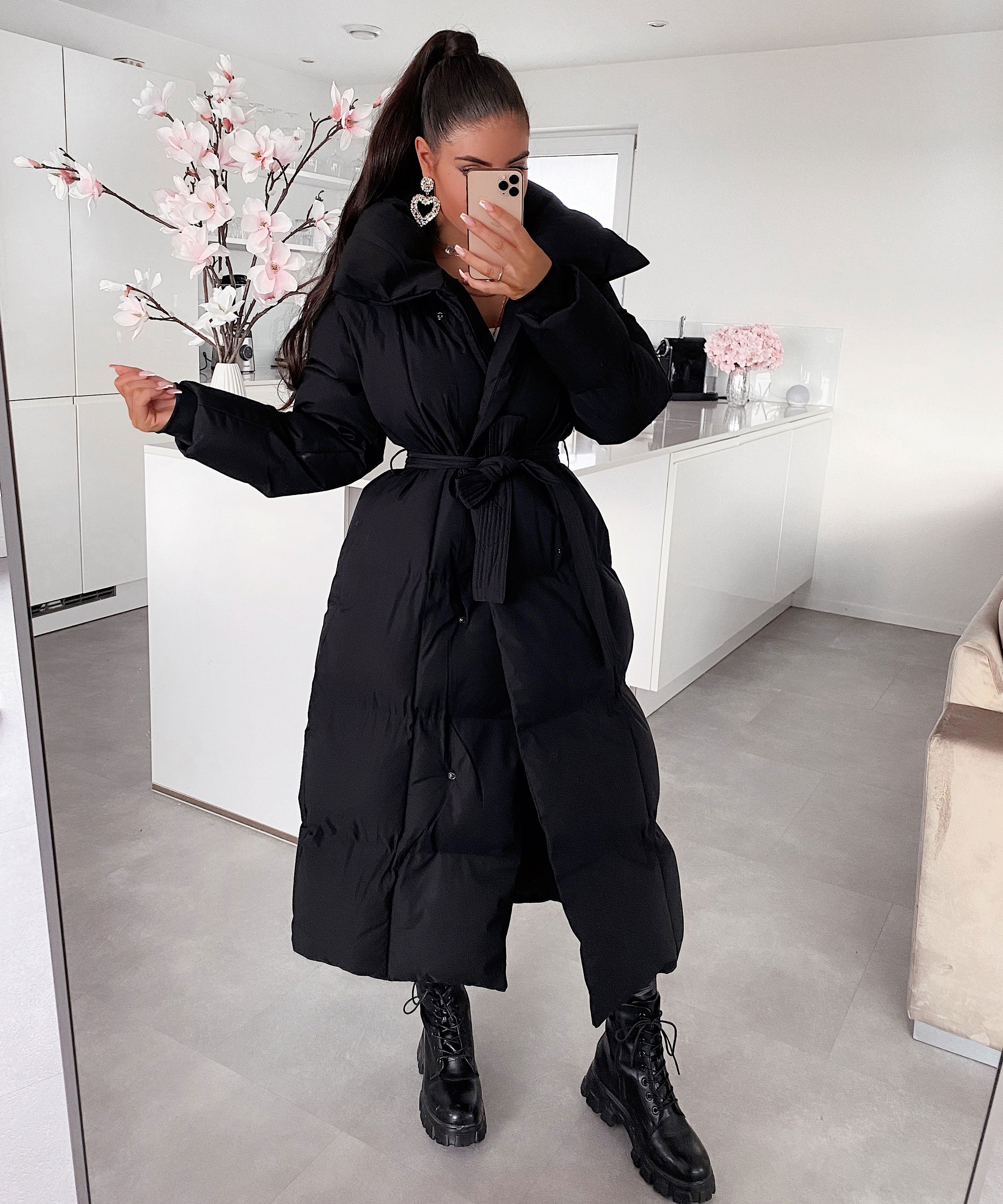 Victoria | Sort Oversize Parka til Vinterbrug