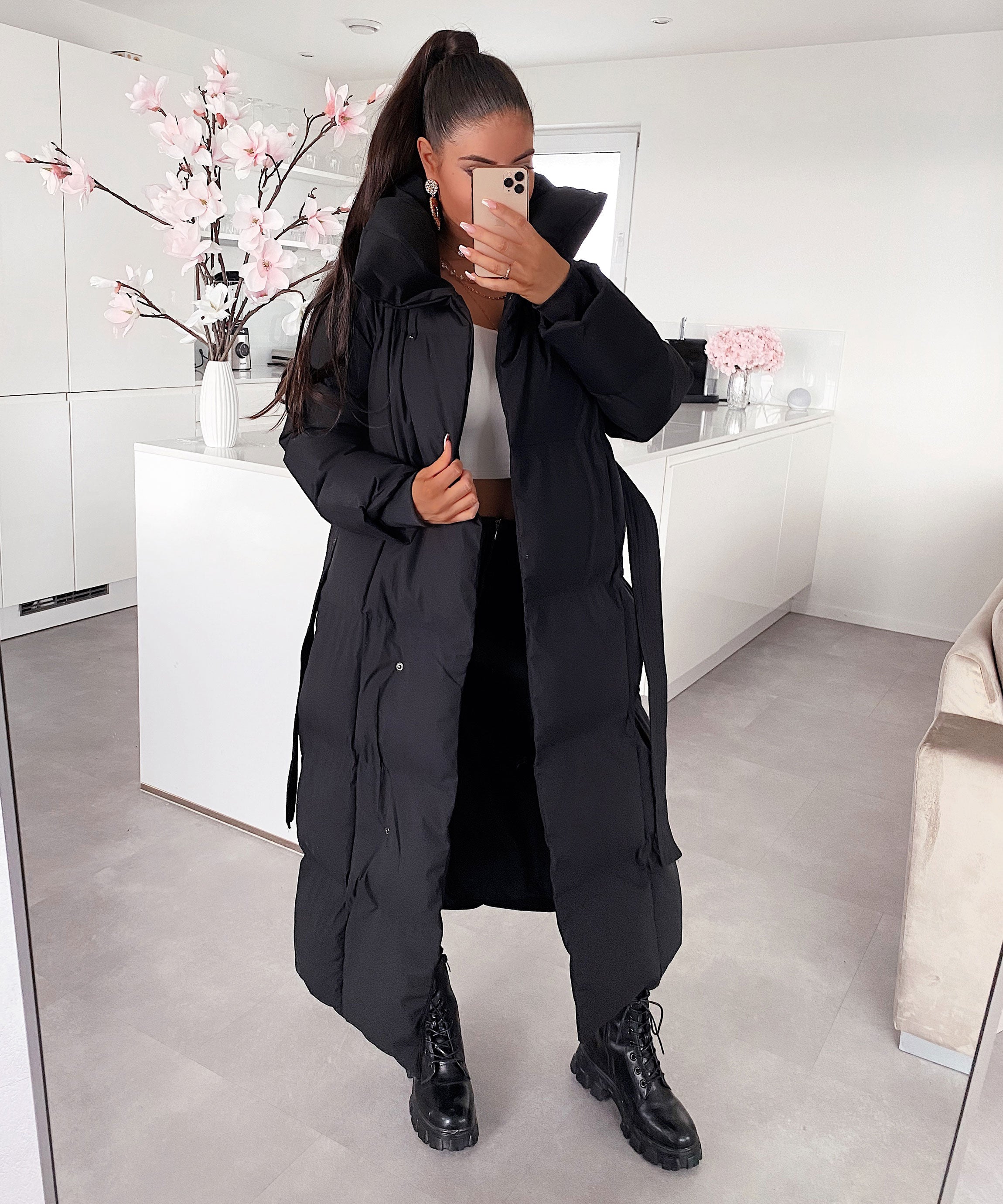 Victoria | Sort Oversize Parka til Vinterbrug