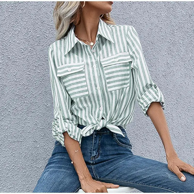 Stribet Bluse til Damer i Afslappet Stil
