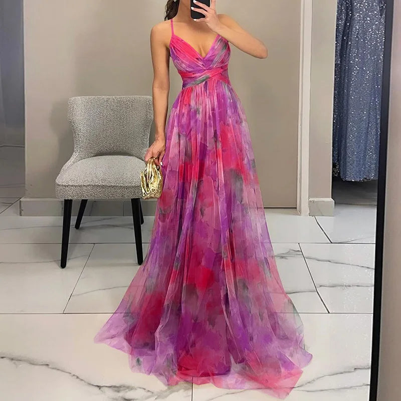 Gisele | Elegant Blomstret Maxi Kjole til Sommer