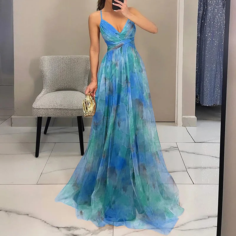 Gisele | Elegant Blomstret Maxi Kjole til Sommer