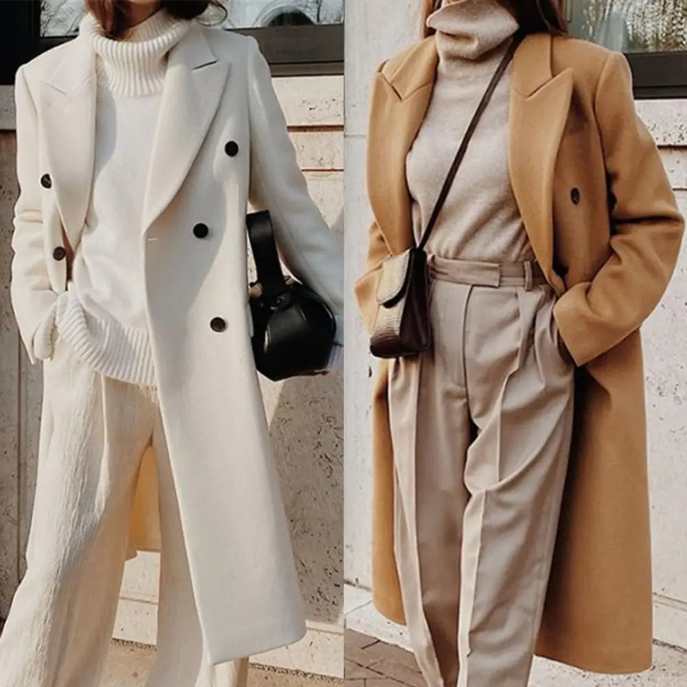 Liva | Elegant Dobbeltradet Trenchcoat med Reverskrave