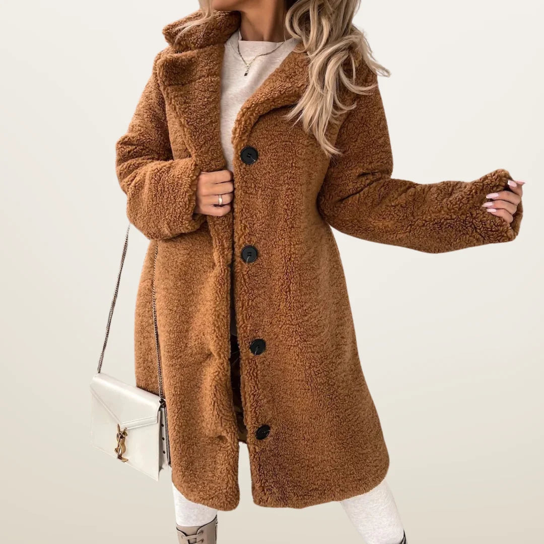 Emma | Lang Dame Teddyfrakke med Knapper