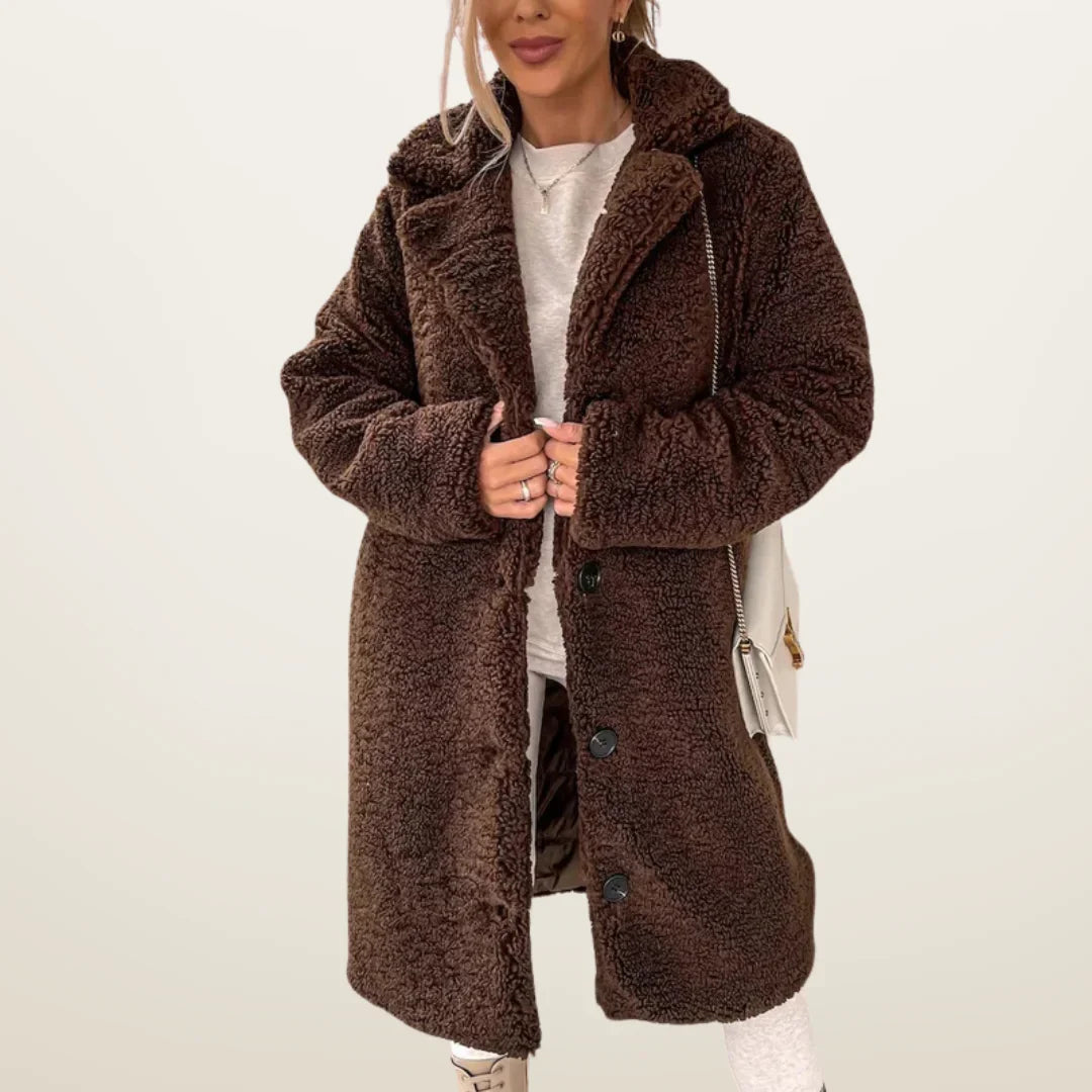 Emma | Lang Dame Teddyfrakke med Knapper