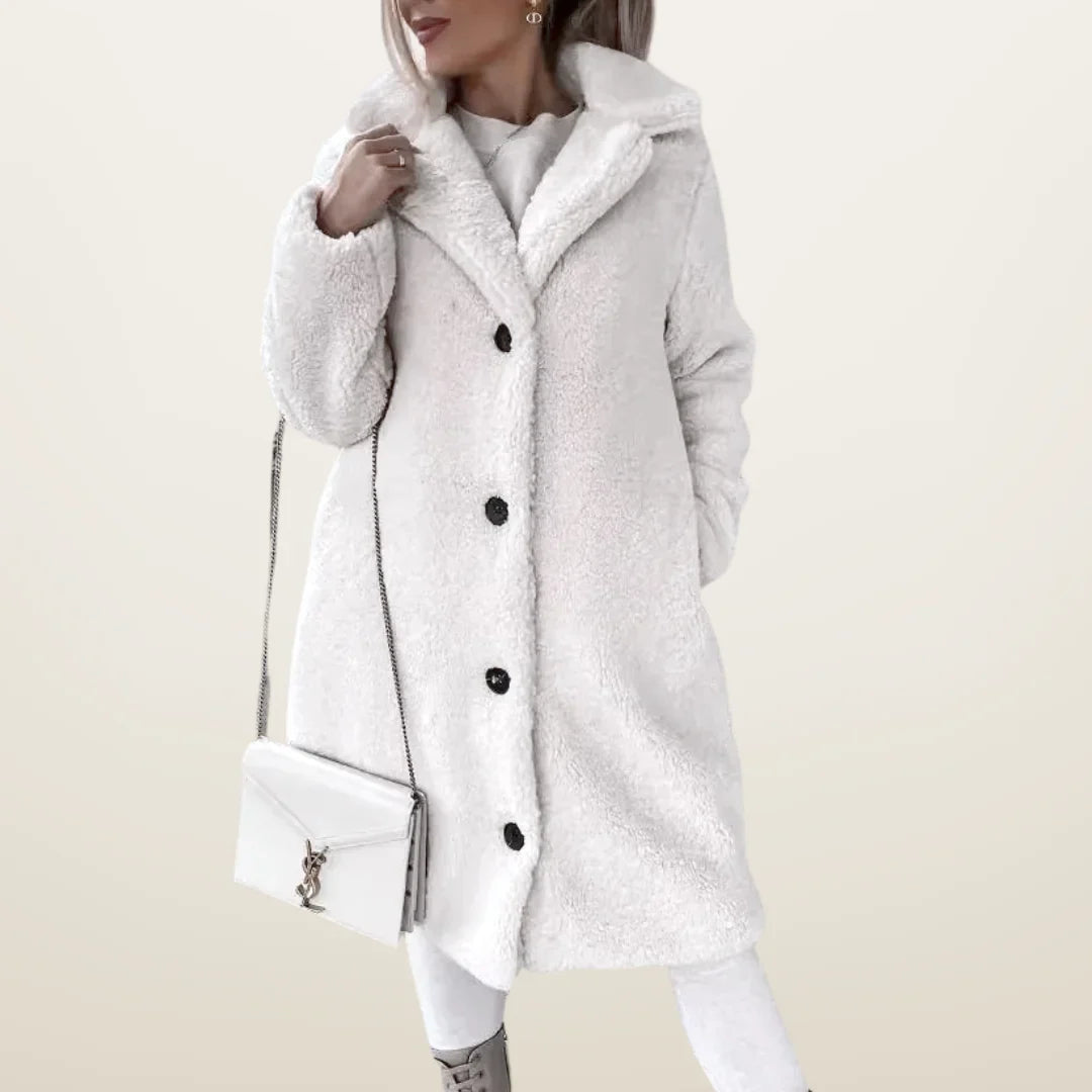 Emma | Lang Dame Teddyfrakke med Knapper