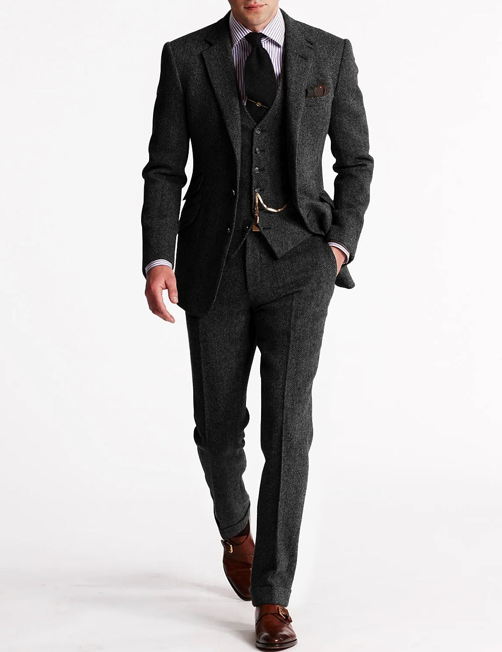 Tweed Jakkesæt i Klassisk Stil