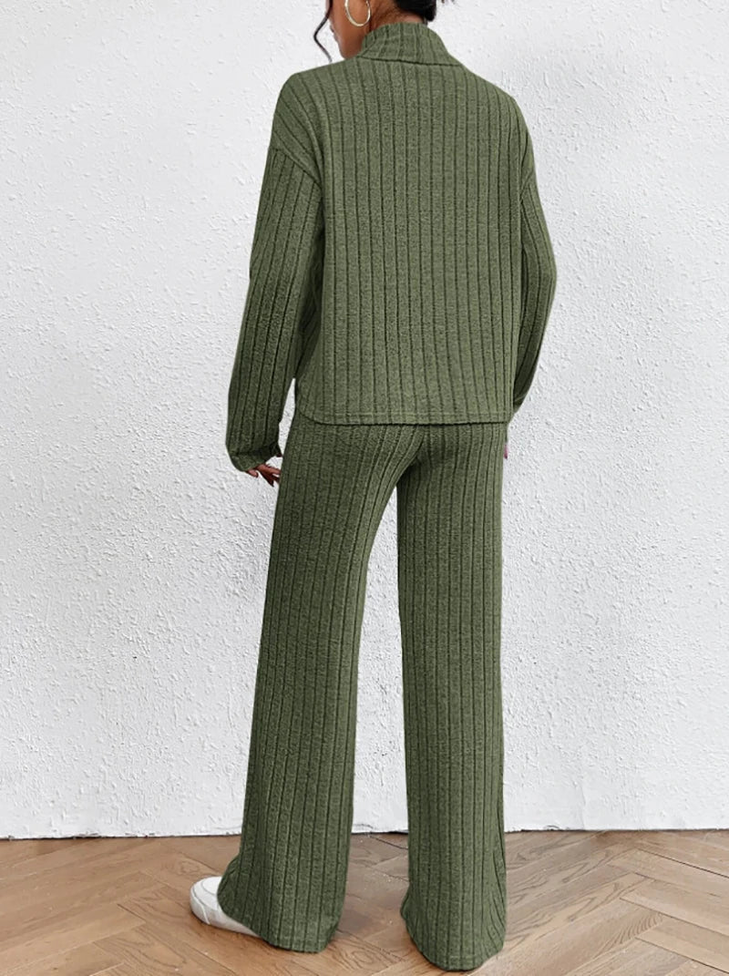 Tove | Strikket Rullekravepullover og Bukser Sæt