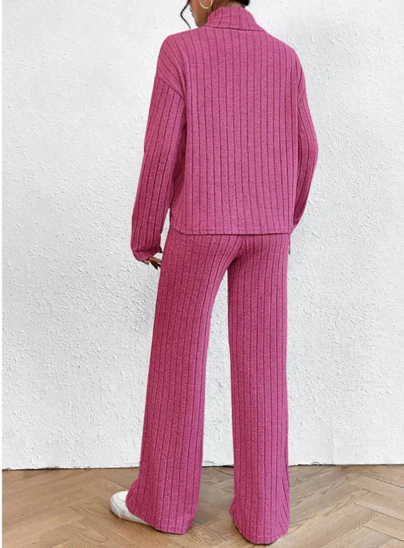 Tove | Strikket Rullekravepullover og Bukser Sæt