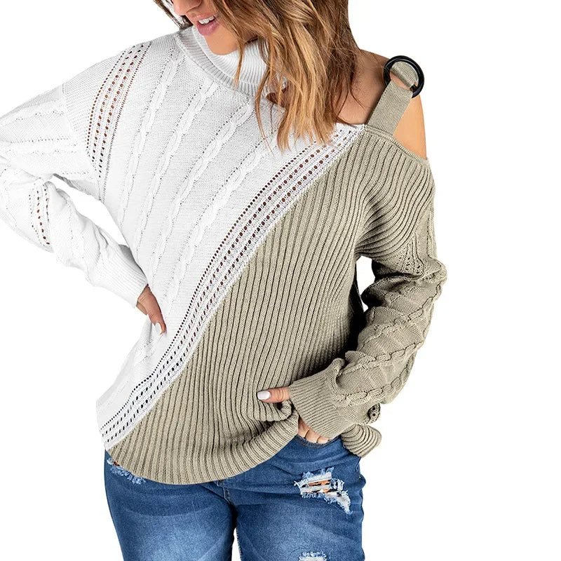 Mette | Vinter Chic Leopard Sweater med Én Skulder