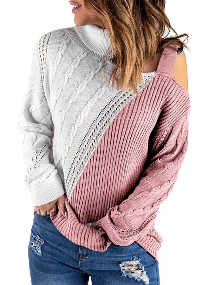 Mette | Vinter Chic Leopard Sweater med Én Skulder