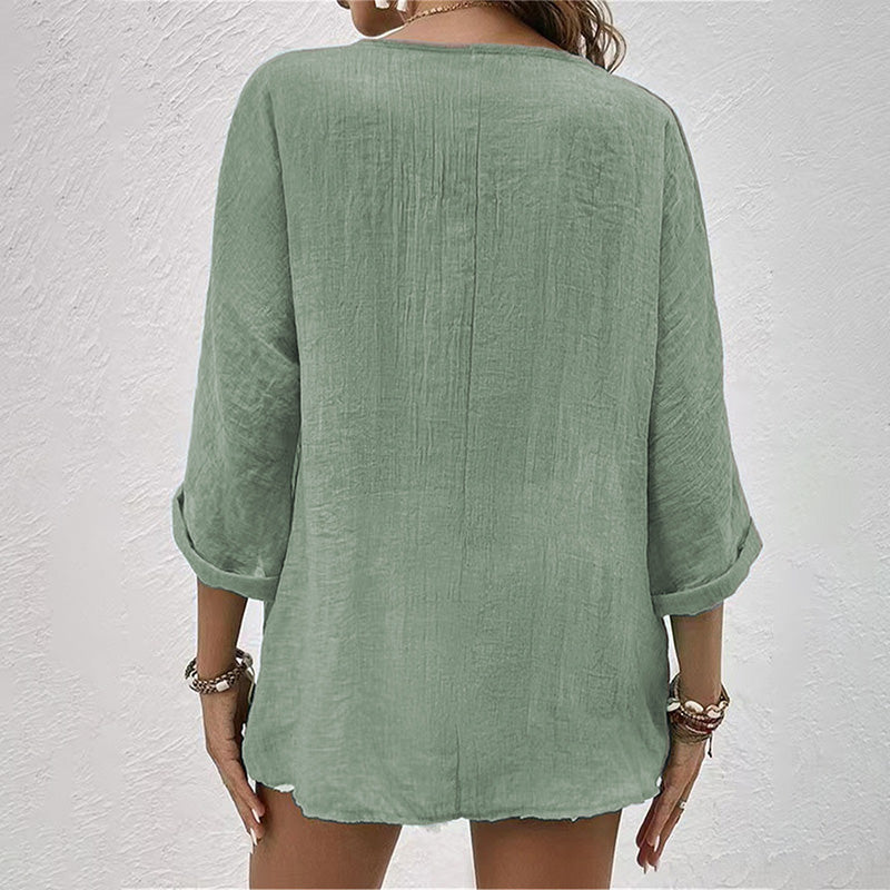 Dame T-shirt med V-hals