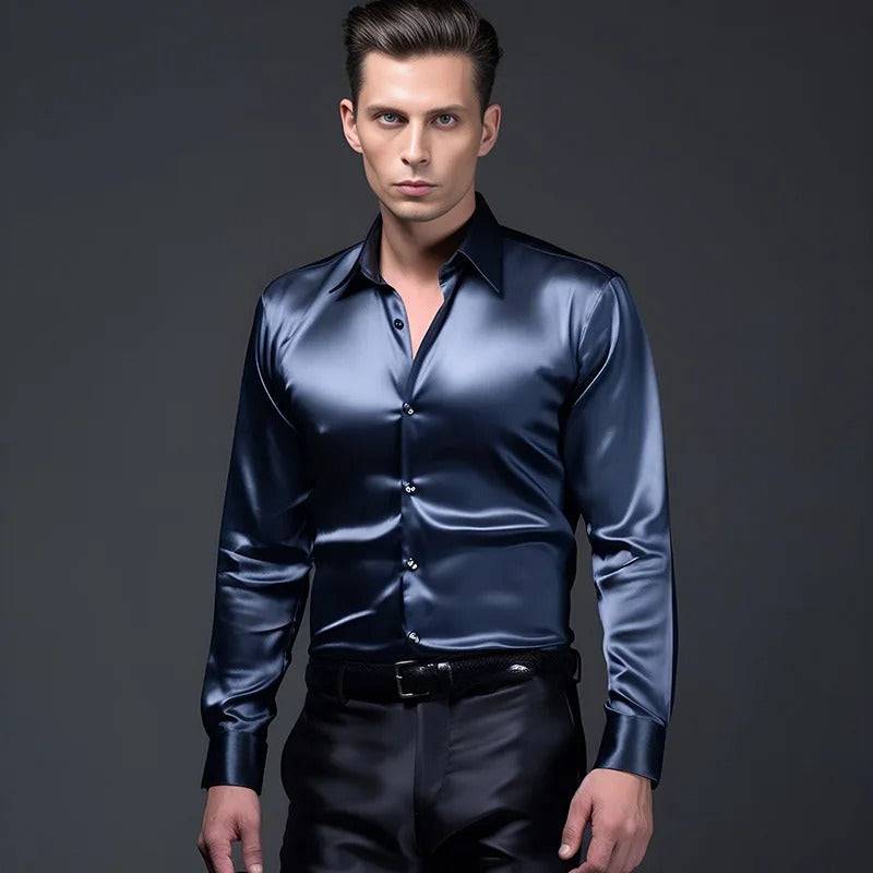 Lucas | Satin Skjorte til Elegant og Raffineret Look