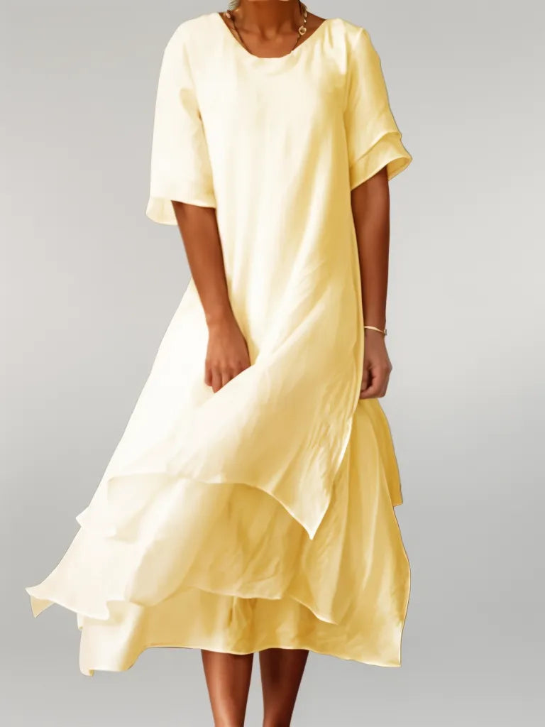 Marjo | Elegant Midi Kjole med Lag