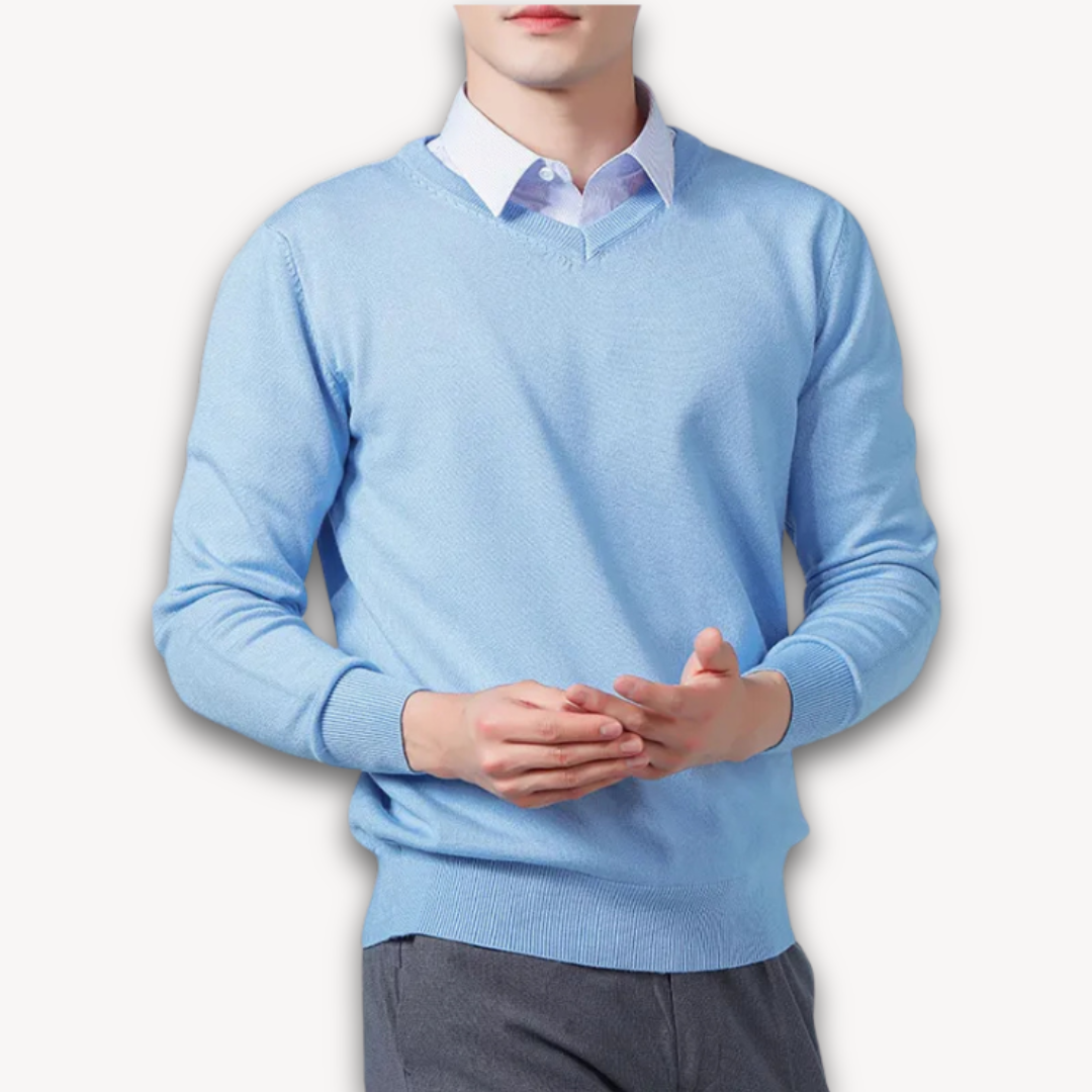 Allan | Elegant kashmir sweater med V-hals til mænd