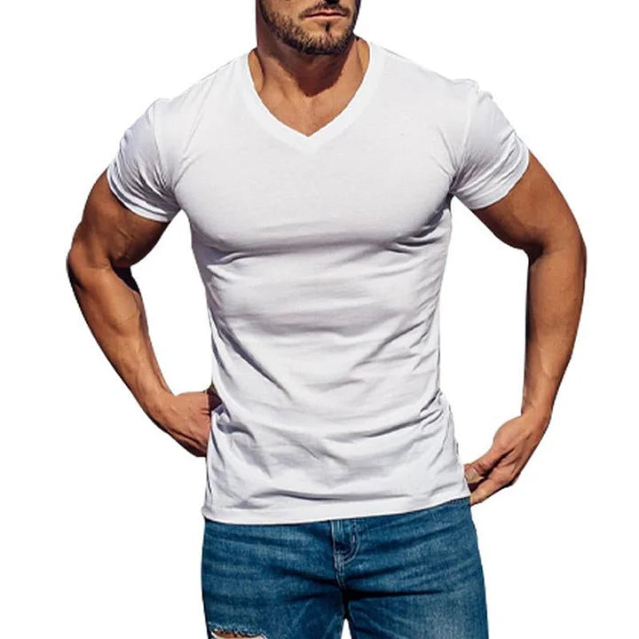Mads - Slim-Fit V-udskåret T-shirt