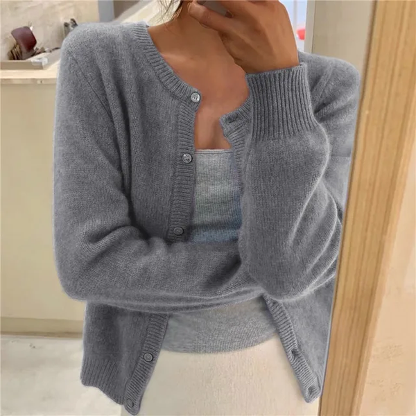 Anne | Strikket Cardigan til Kvinder i Ensfarvet Design