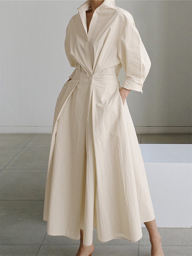 Clemence | Elegant Midi Kjole med Knapper