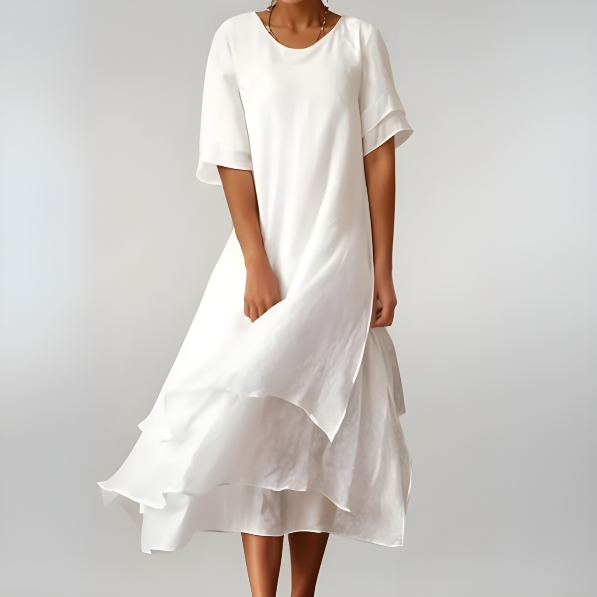 Alizée | Elegant Lagdelt Midi Kjole til Fest