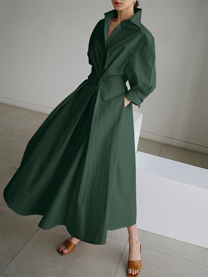 Clemence | Elegant Midi Kjole med Knapper