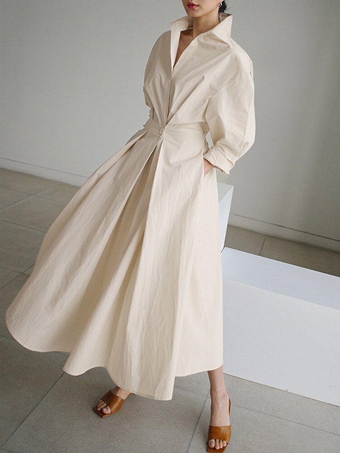 Clemence | Elegant Midi Kjole med Knapper