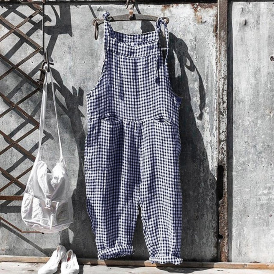 Ærmeløs jumpsuit med afslappet pasform og striber