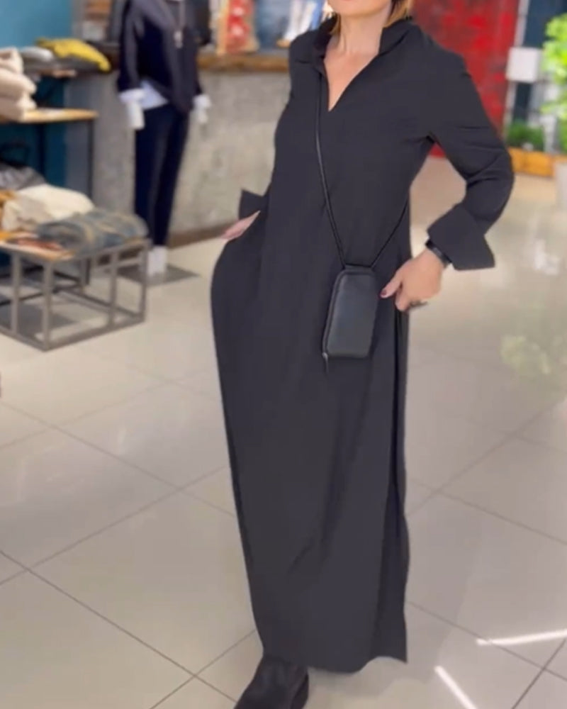 Karen | Elegant Skjortekjole med Knapper